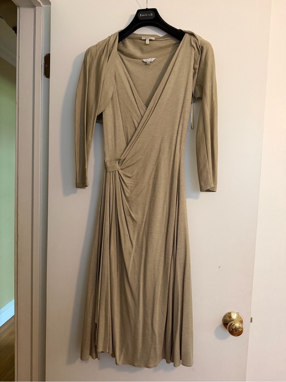 MaxMara Beige Wrap-Style Long Sleeve Dress